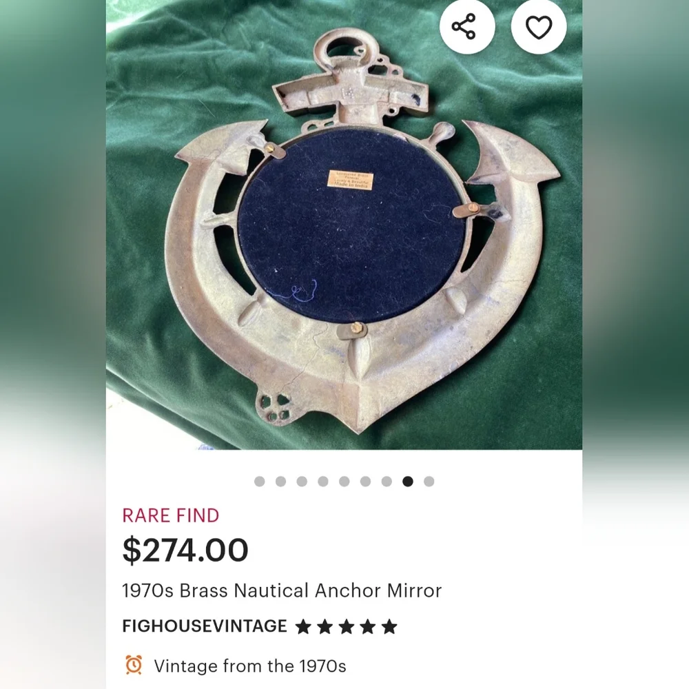 1970 Brass Nautical Anchor ⚓️ Mirror
